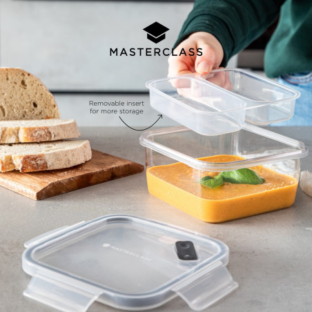 MasterClass Eco Snap Lunch Box with Removable Divider, 800 ml