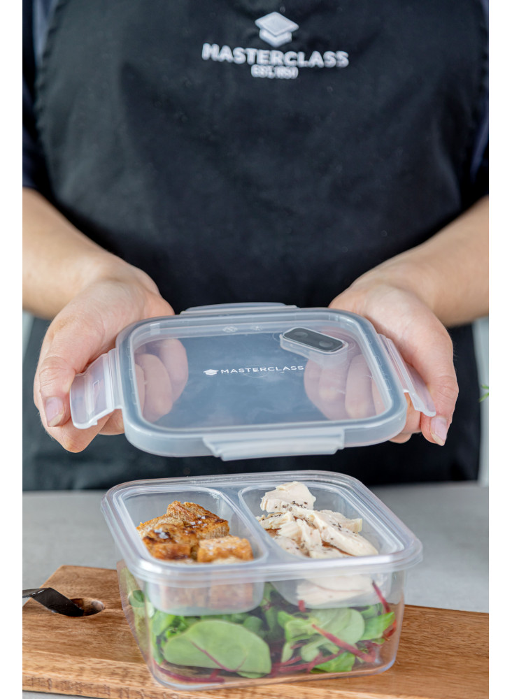 MasterClass Recycled Eco Snap Divided Food Storage Container, 800 ml