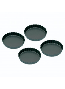 KitchenCraft Set of Four Non-Stick Mini Fluted Flan Tins