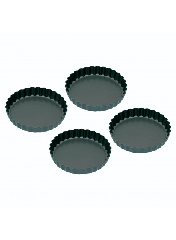 KitchenCraft Set of Four Non-Stick Mini Fluted Flan Tins