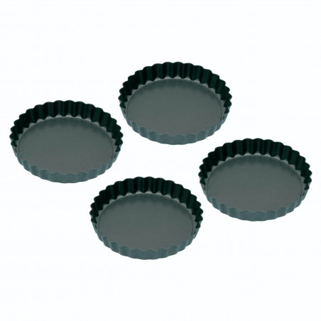 KitchenCraft Set of Four Non-Stick Mini Fluted Flan Tins