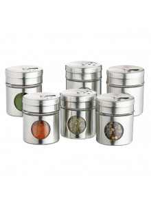 Home Made Set of 6 Stainless Steel Spice Jars