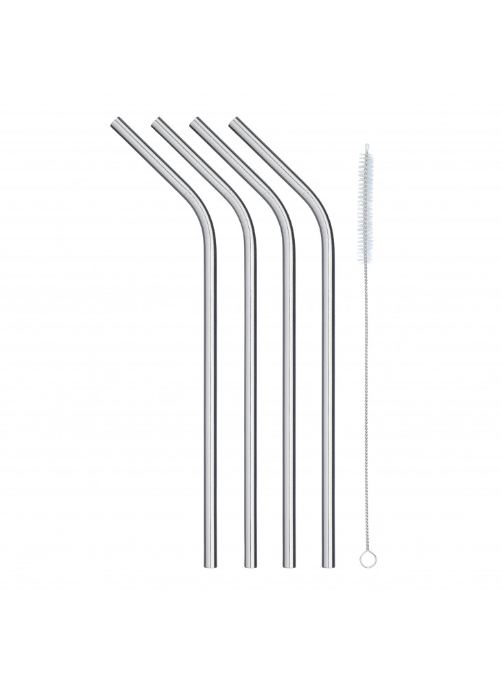 KitchenCraft Pack of Four Stainless Steel Reusable Drinks Straws