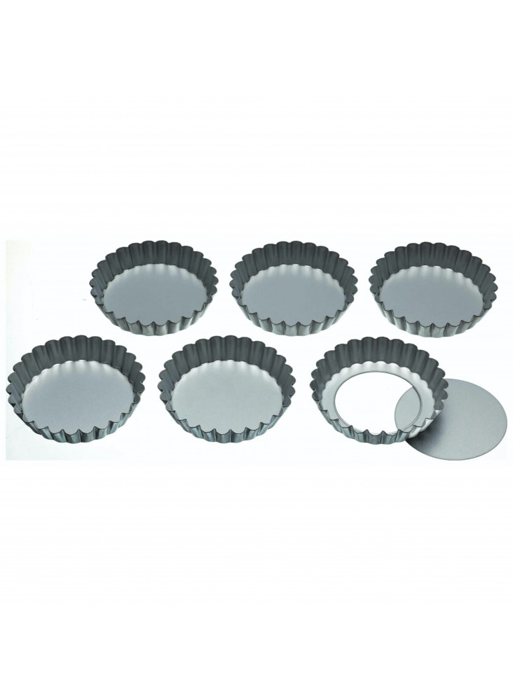 KitchenCraft Set of Six 10cm Loose Base Tart Tins