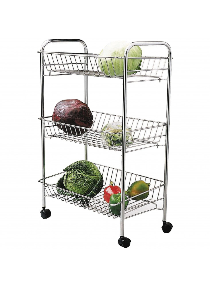 KitchenCraft Chrome Plated Three Tier Trolley