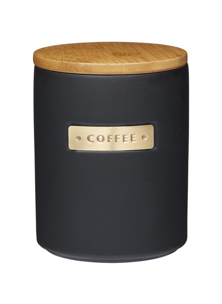 MasterClass Stoneware and Brass Effect Coffee Canister with Airtight Bamboo Lid