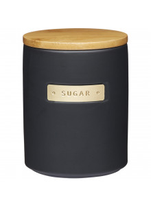 MasterClass Stoneware and Brass Effect Sugar Container with Airtight Bamboo Lid