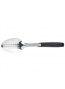 MasterClass Stainless Steel Colour-Coded Slotted Cooking Spoon - Black