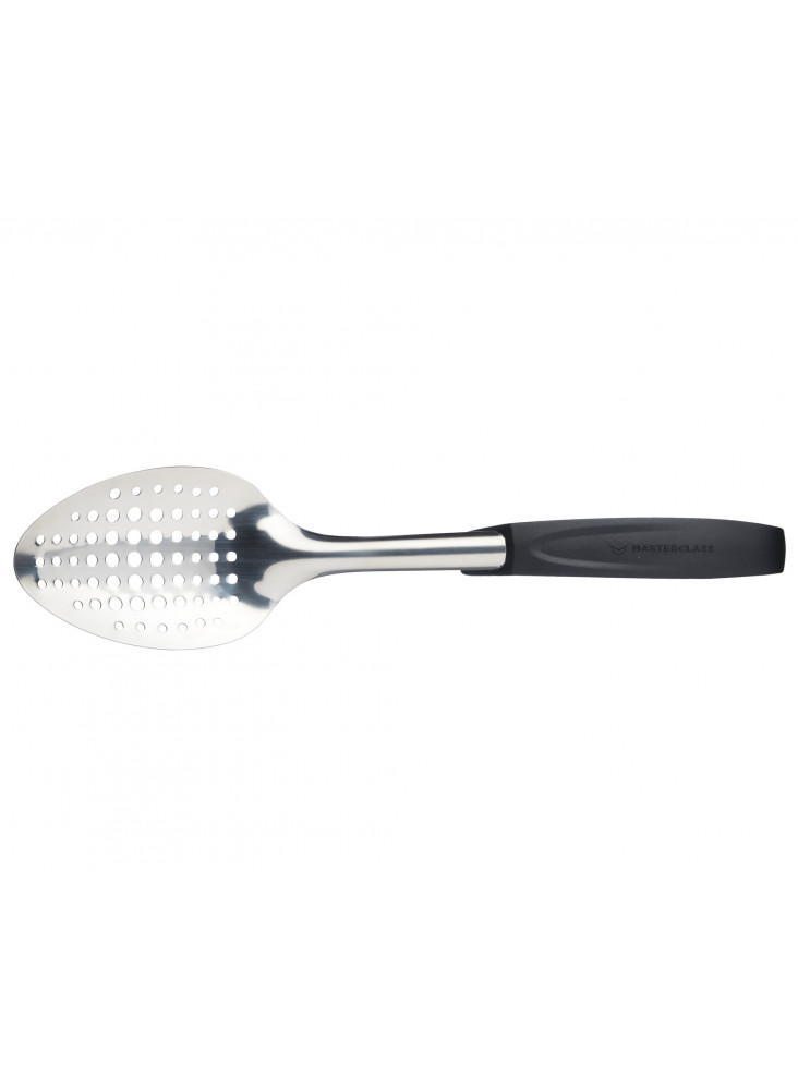 MasterClass Stainless Steel Colour-Coded Slotted Cooking Spoon - Black