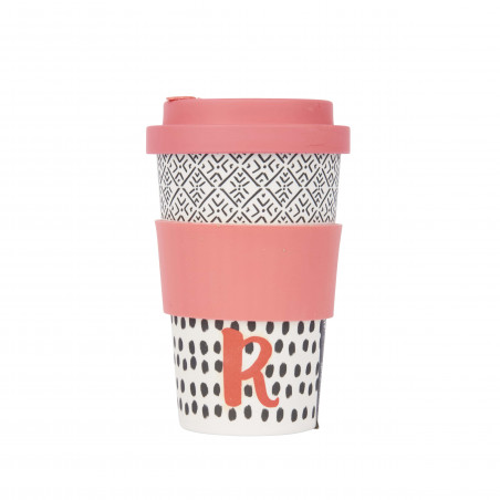 KitchenCraft 410ml Bamboo A to Z Letter "R" Reuseable Mug