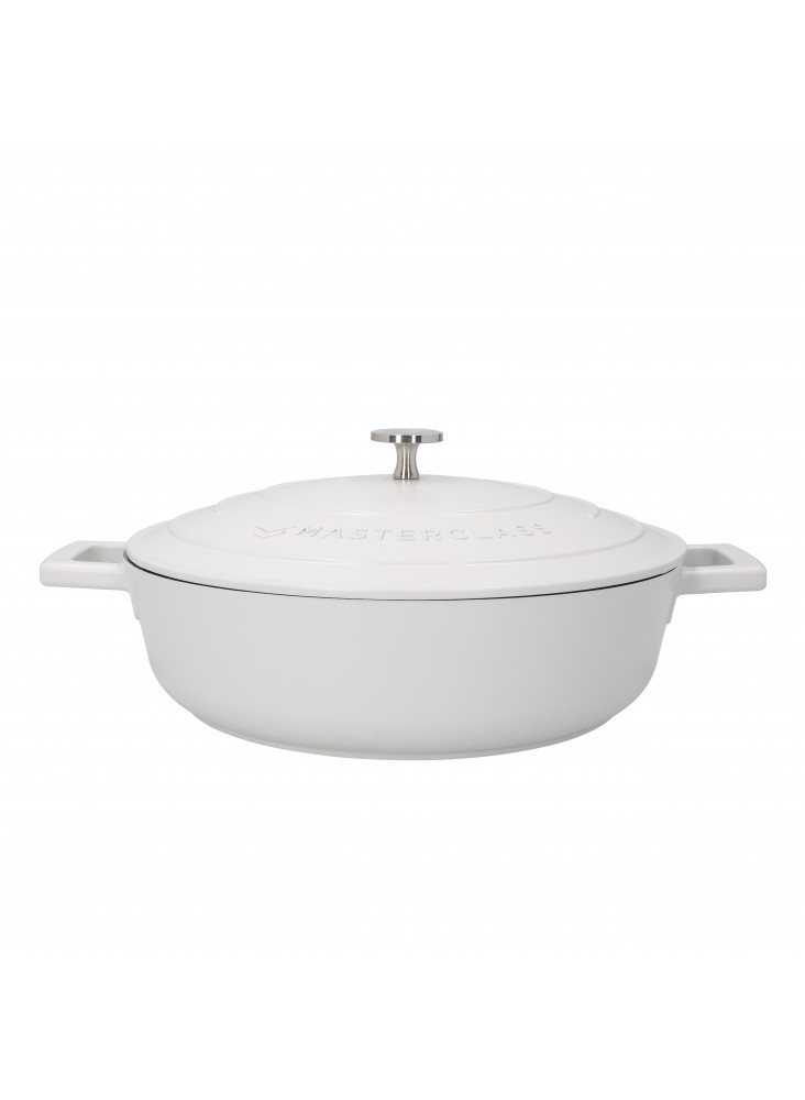 MasterClass 4L Cast Aluminium Shallow Casserole Dish, Cream