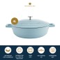 MasterClass 4L Cast Aluminium Shallow Casserole Dish, Sky Blue