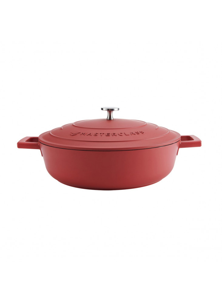 MasterClass 4L Cast Aluminium Shallow Casserole Dish, Red