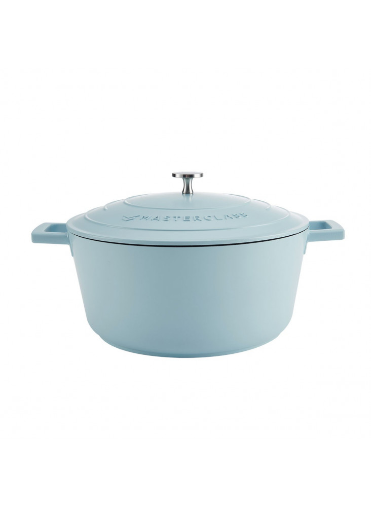 MasterClass 5L Cast Aluminium Casserole Dish, Sky Blue