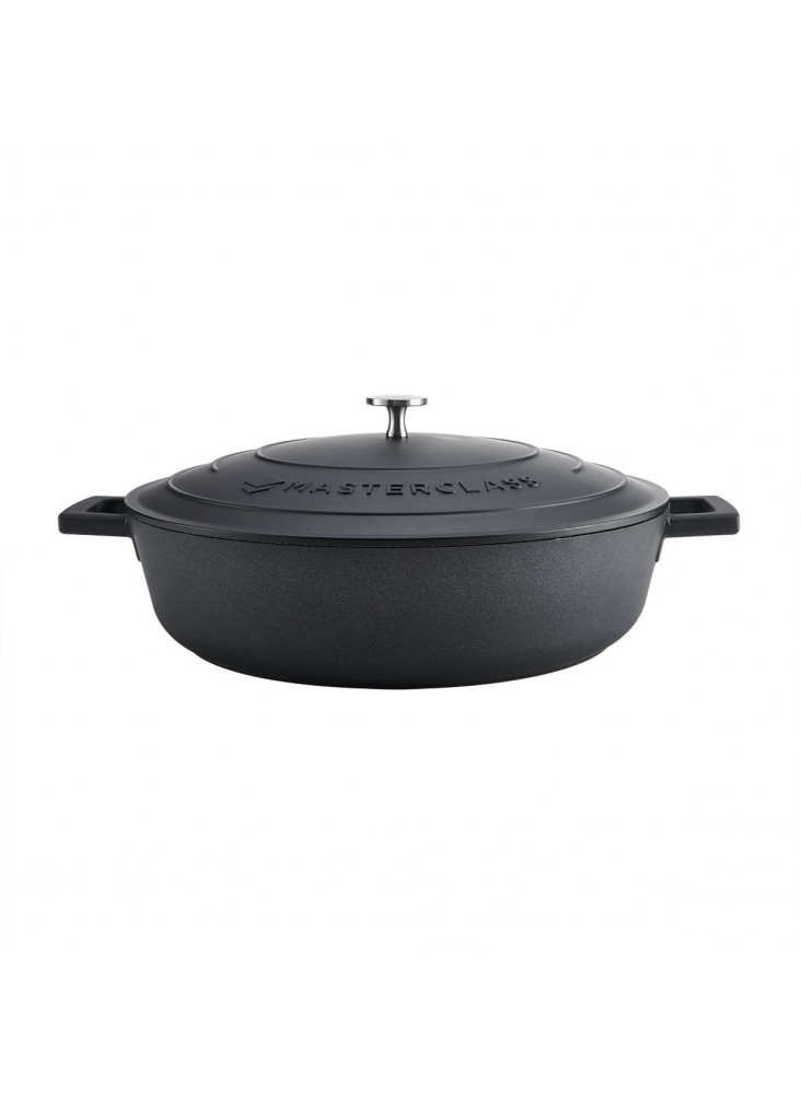 MasterClass 5L Cast Aluminium Shallow Casserole Dish, Black