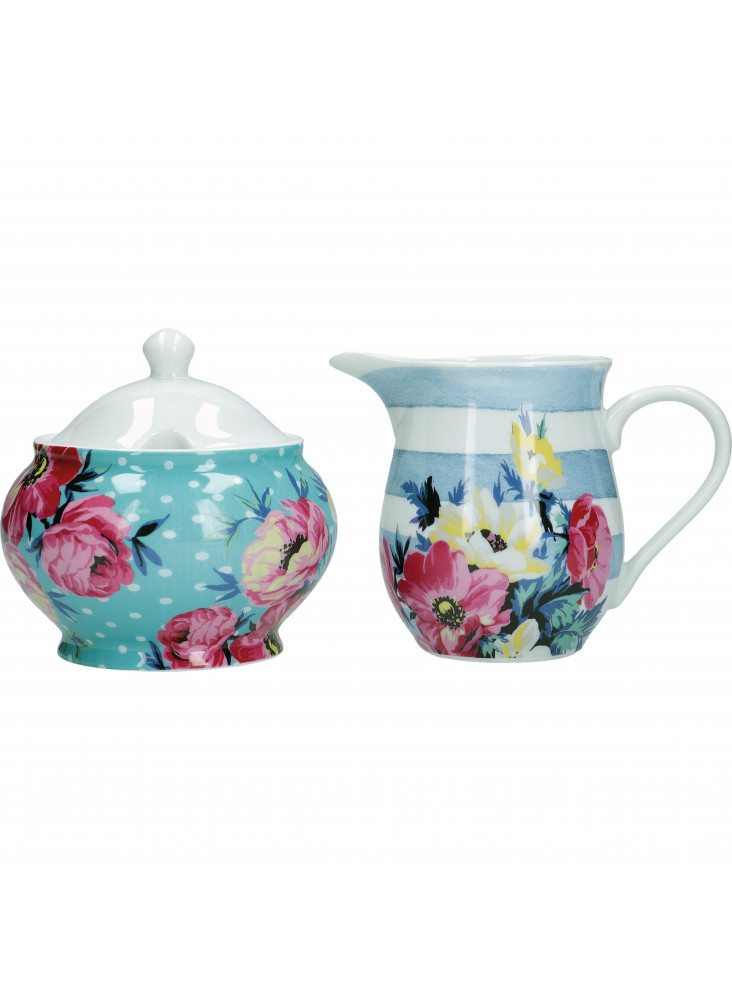 Mikasa Clovelly Porcelain Sugar Bowl and Creamer Set