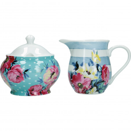 Mikasa Clovelly Porcelain Sugar Bowl and Creamer Set