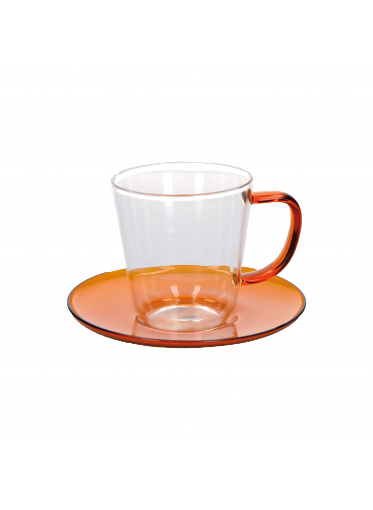 La Cafetière Colour Amber Tea Cup and Saucer