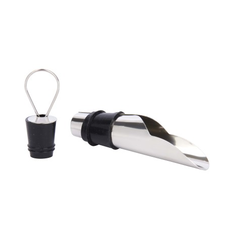 BarCraft Stainless Steel Wine Pourer with Stopper