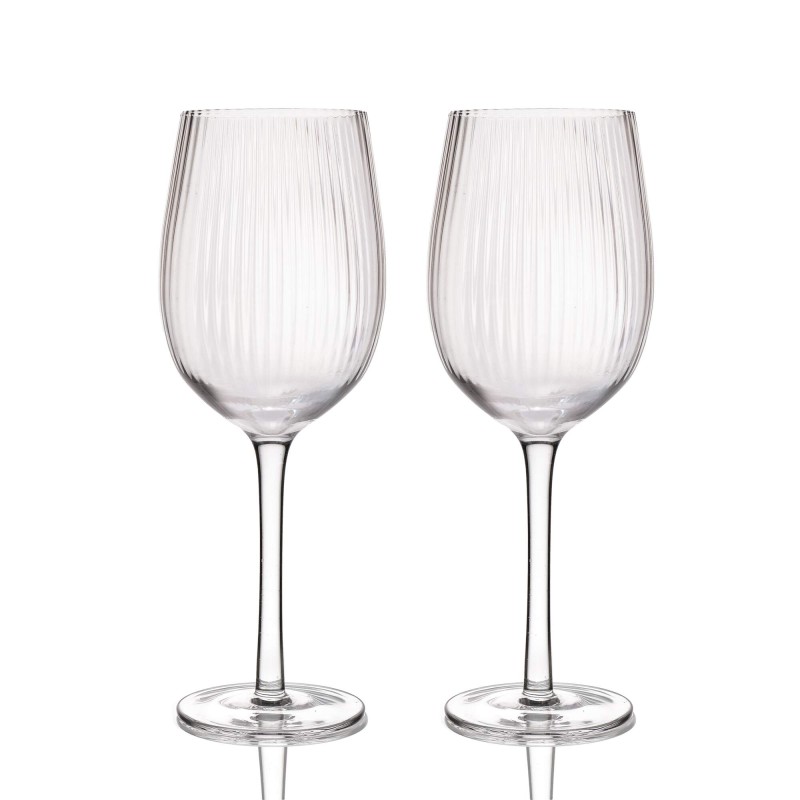 BarCraft Set of 2 Ridged Wine Glasses