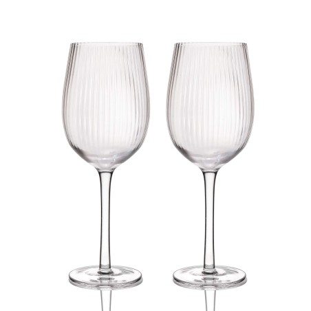 BarCraft Set of 2 Ridged Wine Glasses