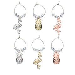 BarCraft Tropical Pineapple & Flamingo Wine Charms