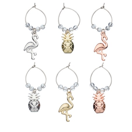 BarCraft Tropical Pineapple & Flamingo Wine Charms