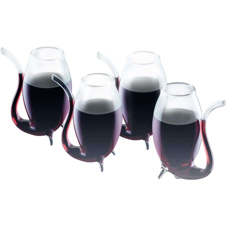 BarCraft Set of 4 Glass Port Sippers