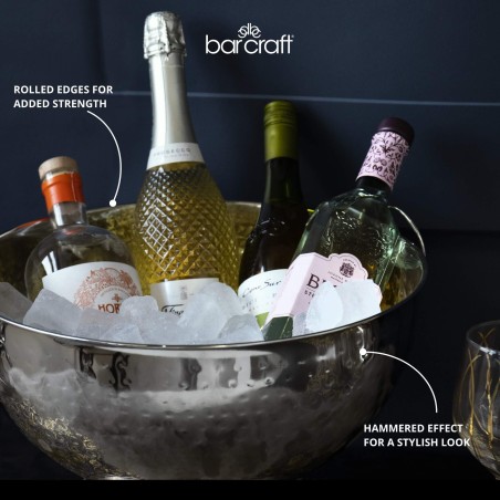 BarCraft Hammered Stainless Steel Champagne Bowl