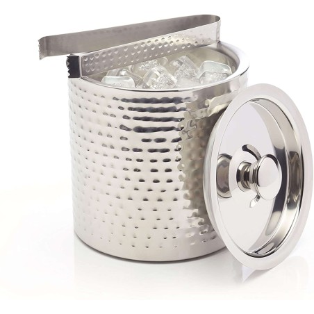 BarCraft Small Hammered Ice Bucket with Lid