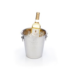 BarCraft Hammered-Steel Sparkling Wine & Champagne Bucket with Ring Handles