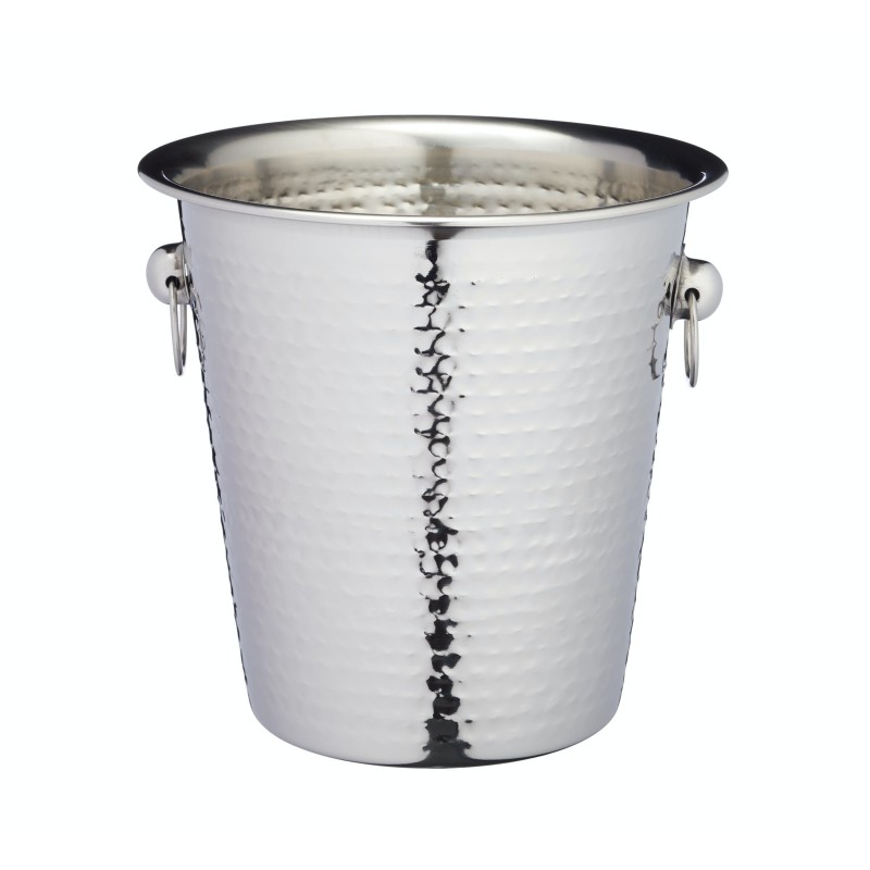 BarCraft Hammered-Steel Sparkling Wine & Champagne Bucket with Ring Handles