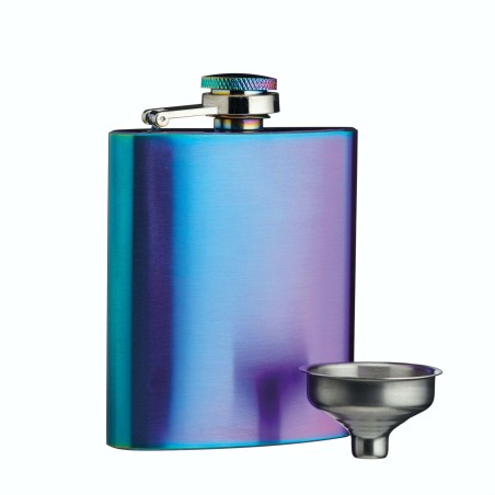 BarCraft Exotic Rainbow Hip Flask with Easy Pour Funnel