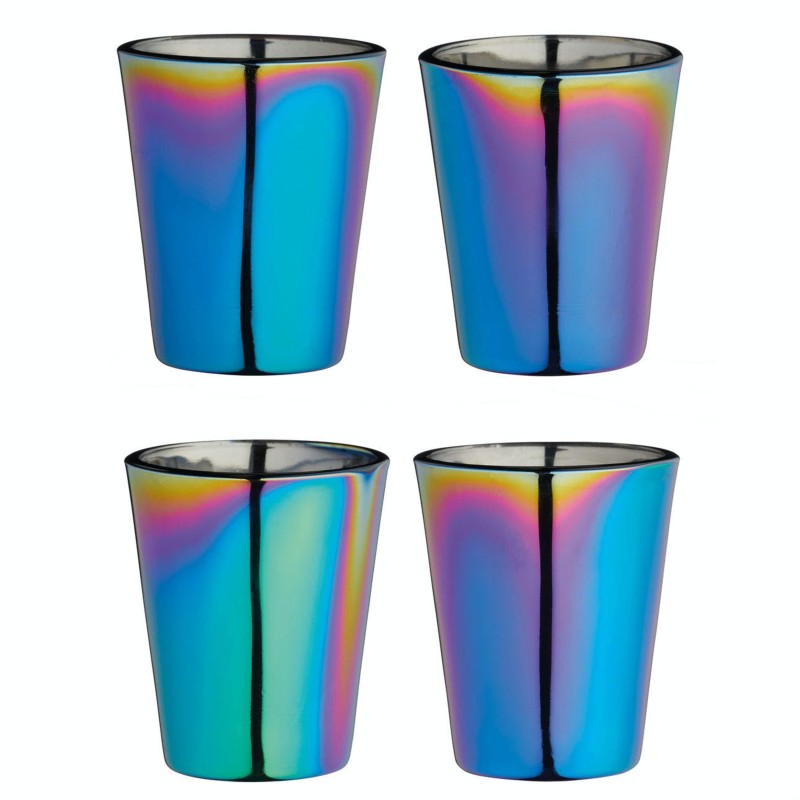 BarCraft Set of Four Metallic Finish Glass Shot Glasses