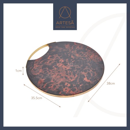 Artesà Round Serving Board with Tortoise Shell Resin Finish