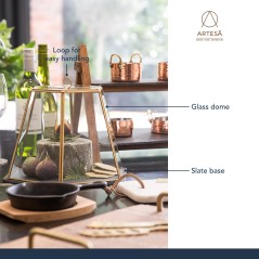 Artesà Glass Serving Cloche with Slate Base