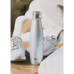 Built 500ml Double Walled Stainless Steel Water Bottle Silver Glitter