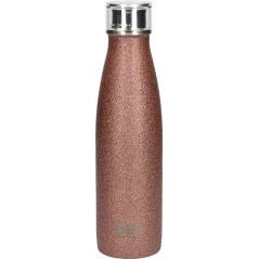 Built 500ml Double Walled Stainless Steel Water Bottle Rose Gold Glitter