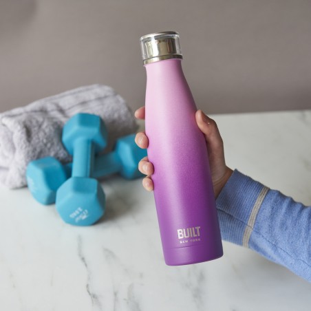 Built 500ml Double Walled Stainless Steel Water Bottle Pink and Purple Ombre