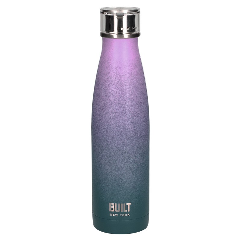 Built 500ml Double Walled Stainless Steel Water Bottle Pink and Blue Ombre