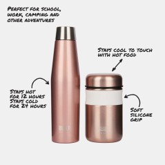 BUILT Apex Insulated Water Bottle and Insulated Food Flask Set - Rose Gold