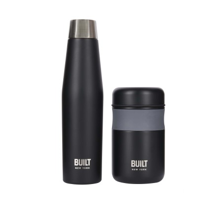 BUILT Apex Insulated Water Bottle and Insulated Food Flask Set - Black