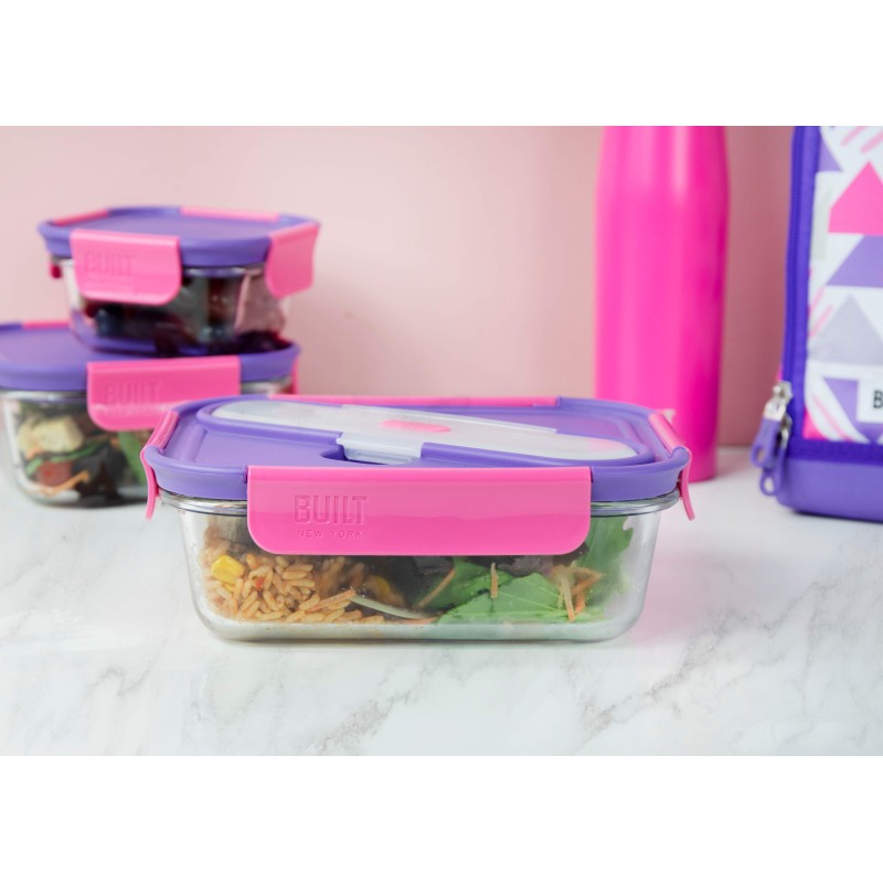 Built Glass Lunch Box With Utensils 900ml Cutlery Food Travel