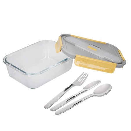 Built Stylist Glass 900ml Lunch Box with Cutlery