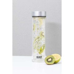 BUILT Tiempo Insulated Glass Water Bottle, Silver, 450ml