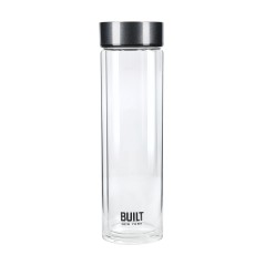 BUILT Tiempo Insulated Glass Water Bottle, Charcoal, 450ml