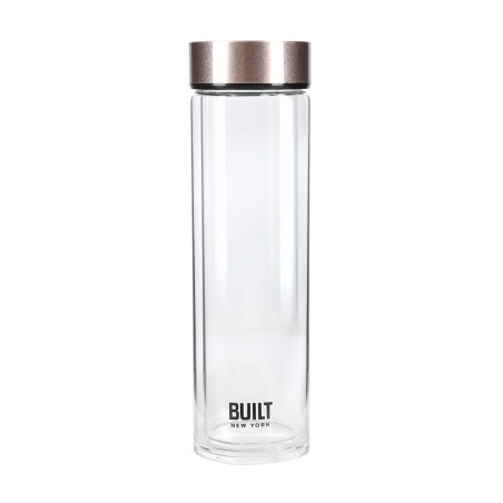 BUILT Tiempo Insulated Glass Water Bottle, Rose Gold, 450ml