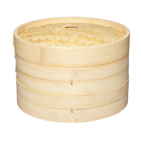 World of Flavours Oriental Large Two Tier Bamboo Steamer