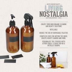 Living Nostalgia Set of 2 Refillable Glass Spray and Pump Bottles