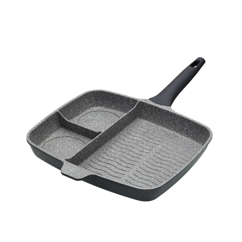 MasterClass Cast Aluminium Non Stick 32cm Three Section Grill Pan